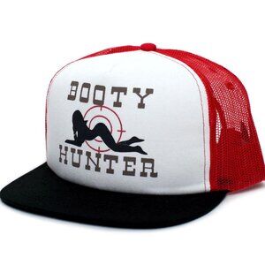 Booty Hunter Printed Hat Flat Brim Cap Adult Adjustable Black/Red